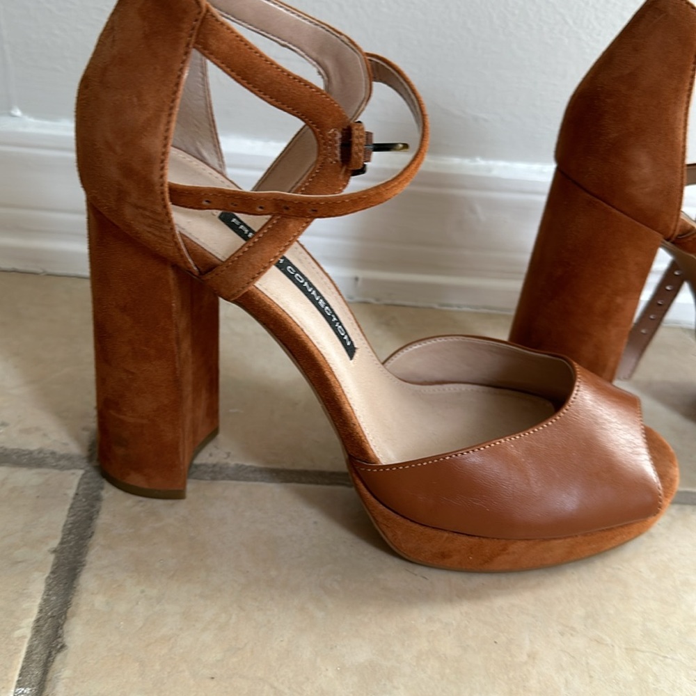 French connection rust suede and leather high heel shoe size 8 1/2 - Picture 2 of 4